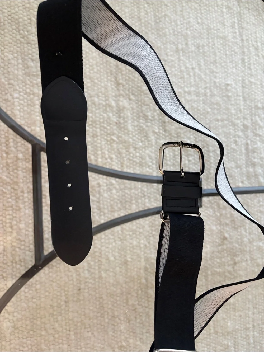 Kids Adjustable Black Elastic Belt with Silver Buckle/ Baseball/Softball